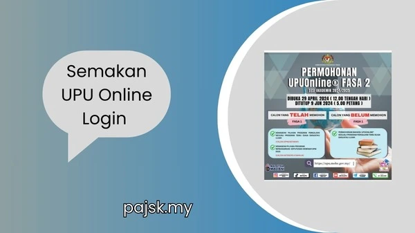 Semakan UPU Online Login (permohonan) upu.mohe.gov.my (blue color back